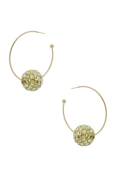 1.75" C HOOP 15MM DISCO BALL EARRING