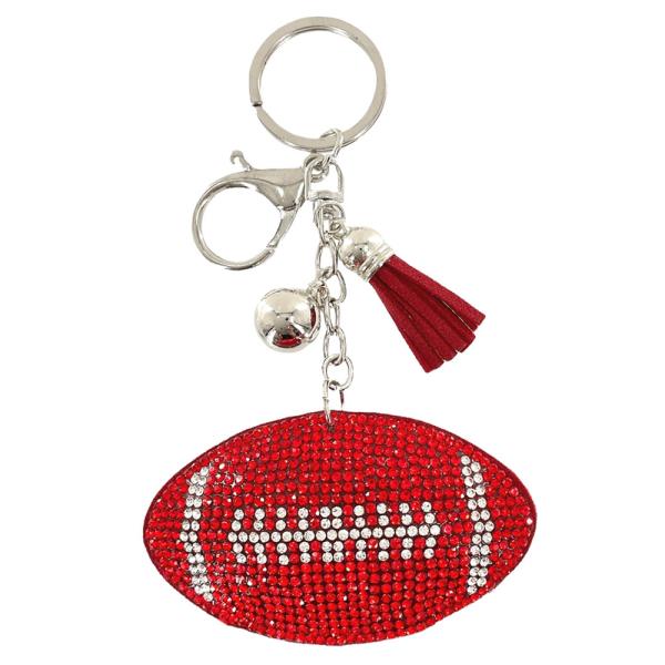 RHINESTONE FOOTBALL KEYCHAIN WITH TASSEL