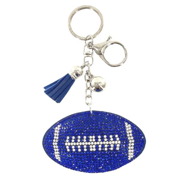 RHINESTONE FOOTBALL KEYCHAIN WITH TASSEL