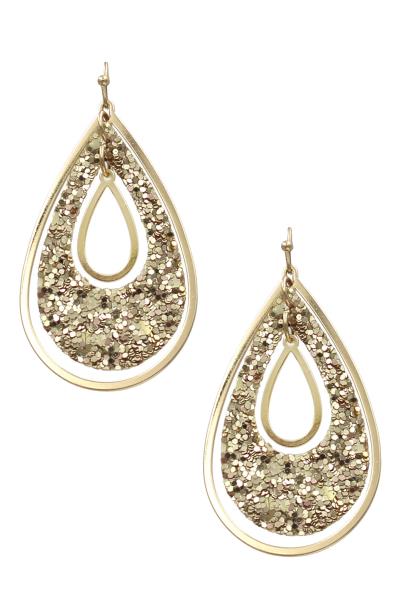 GLITTER TEARDROP DANGLE EARRING