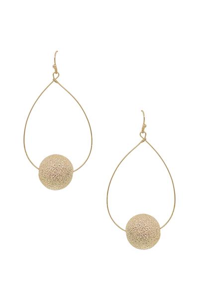 TEXTURED 17MM METAL BALL TEARDROP EARRING