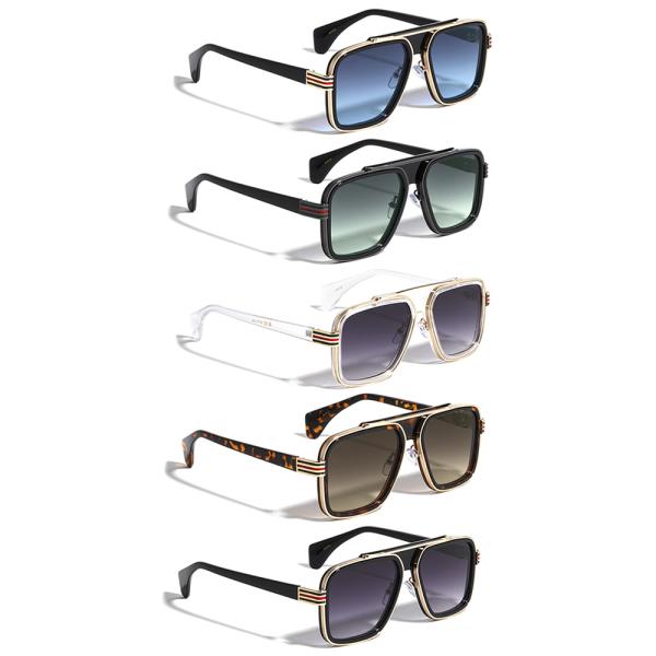DOUBLE METAL FRAME SQUARED AVIATORS SUNGLASSES 1DZ