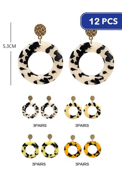 ACETATE ROUND DANGLE EARRING (12 UNITS)