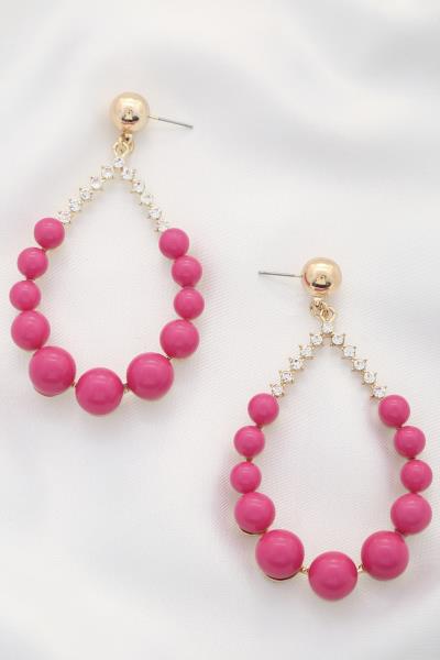 BEADED RHINESTONE DANGLE EARRING