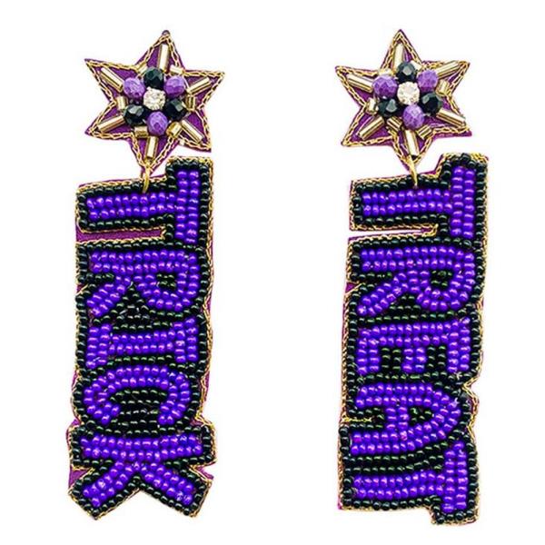 SEED BEAD TRICK TREAT HALLOWEEN DANGLE EARRING