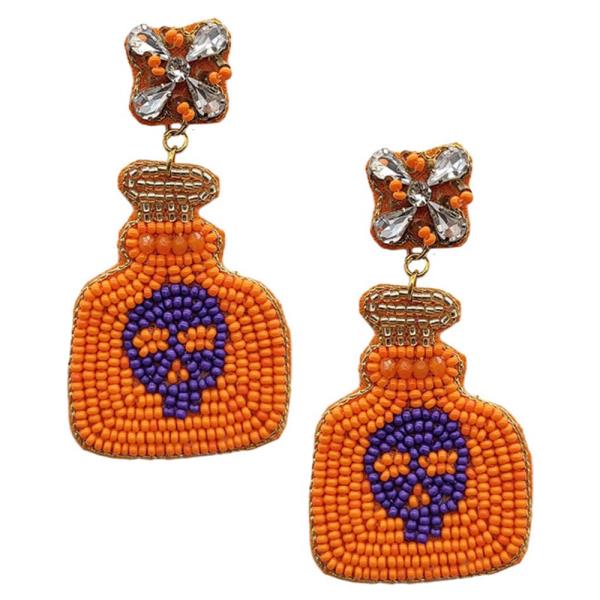 SEED BEAD HALLOWEEN BOTTLE DANGLE EARRING