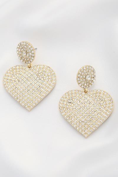 RHINESTONE HEART POST EARRING