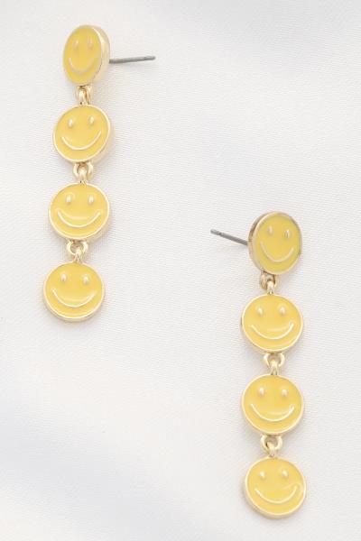 HAPPY FACE LINK DANGLE EARRING