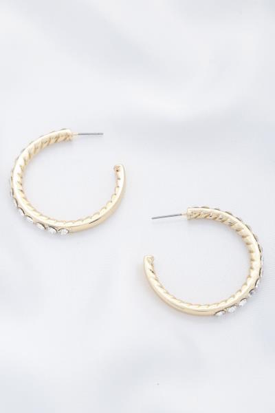 CRYSTAL EDGE OPEN HOOP EARRING