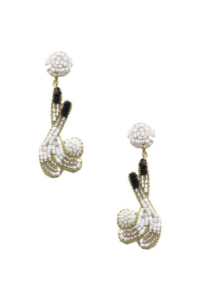 GOLF CLUBS SEED BEAD DANGLE EARRING