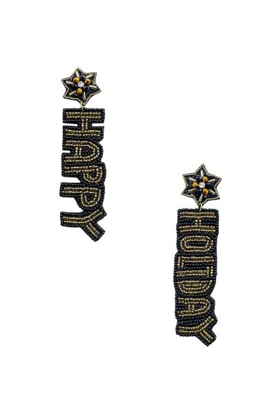 HAPPY HOLIDAY SEED BEAD DANGLE EARRING