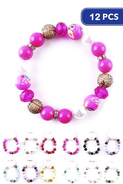 FASHION BALL BEAD STERTCH BRACELET (12 UNITS)