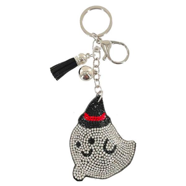 RHINESTONE GHOST KEYCHAIN WITH TASSEL