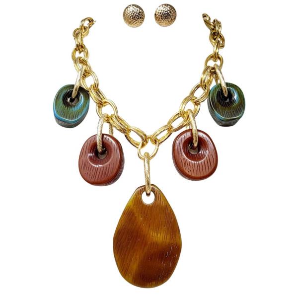 CHUNKY TEARDROP OVAL LINK NECKLACE