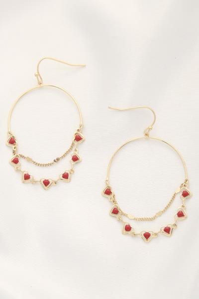 HEART CHARM LINK DANGLE EARRING
