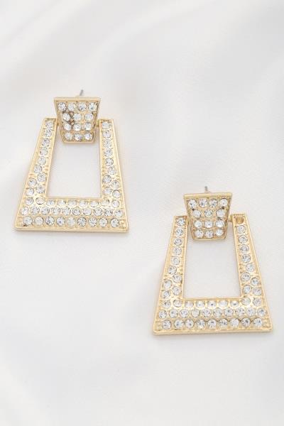 PEARL BEAD TRIANGLE SHAPE DANGLE EARRING