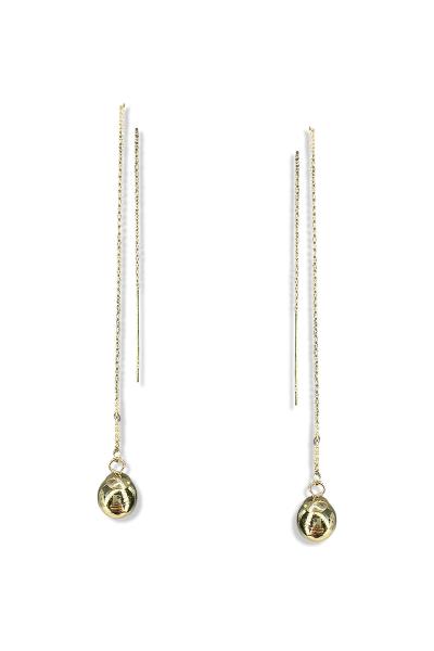 METAL CHAIN DROP BALL DANGLE EARRING