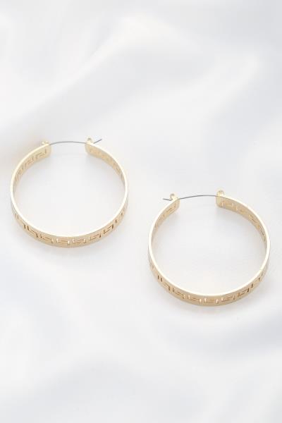 GREEK PATTERN EDGE HOOP EARRING