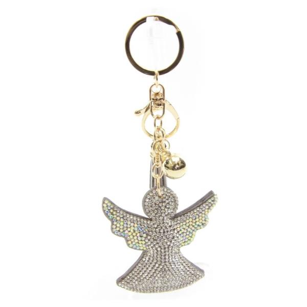 RHINESTONE ANGEL KEYCHAIN WITH TASSEL