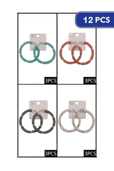 FASHION RUBBER DISC HOOP EARRING (12 UNITS)