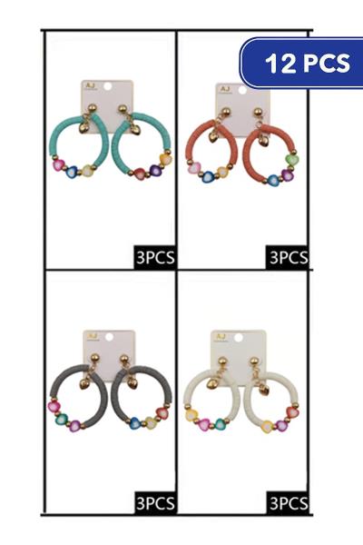 FASHION RUBBER DISC ROUND EARRING (12 UNITS)