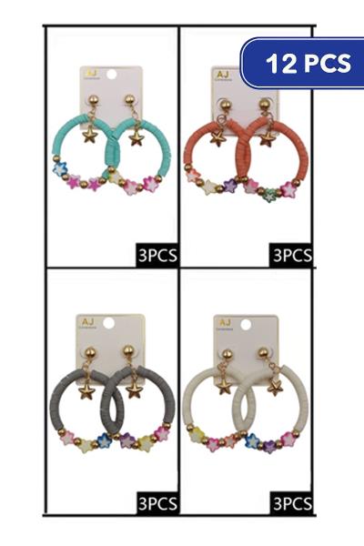 FASHION RUBBER DISC ROUND EARRING (12 UNITS)