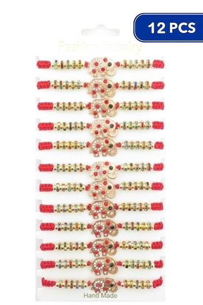 ELEPHANT STRING BRACELET 12 UNITS