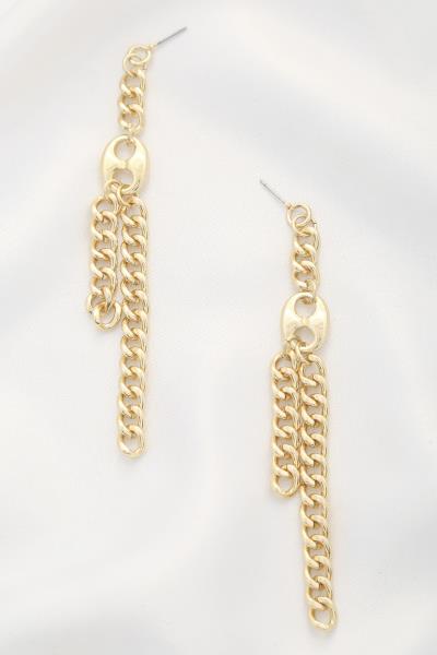 OVAL CIRCLE LINK CHAIN DANGLE EARRING