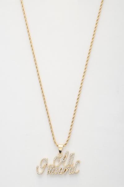 SODAJO ALL NATURAL RHINESTONE PENDANT ROPE LINK NECKLACE