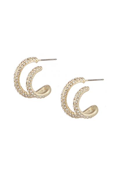 RHINESTONE DOUBLE HOOP EARRINGS