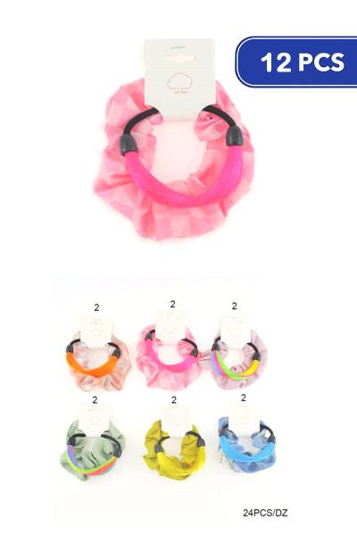FASHION HAIR TIE SCRUNCHIES (12 UNITS)