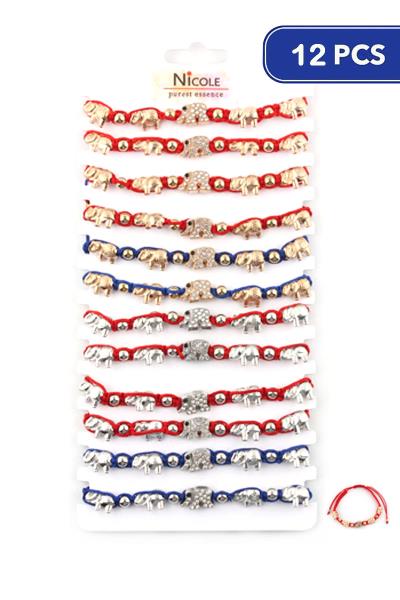 FASHION THREAD ELEPHANT BRACELET (12 UNITS)