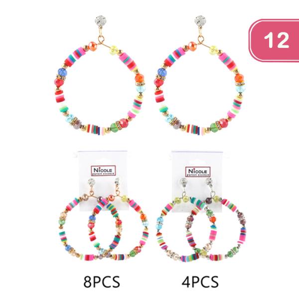 FASHION RUBBER DISC ROUND DANGLE EARRING (12 UNITS)