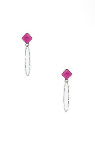 RODEO WESTERN RHOMBUS SHAPE HOOP DANGLE EARRING