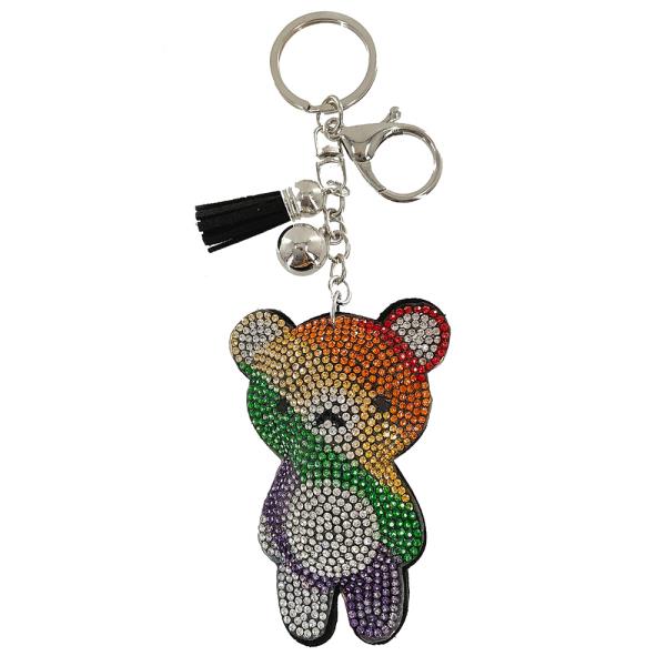 RHINESTONE BEAR KEYCHAIN WITH TASSEL