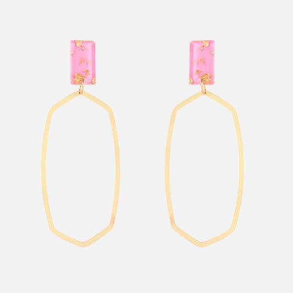 ACETATE METAL FLAKE GEOMETRIC POST EARRING