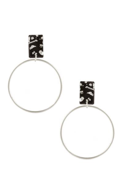 ACETATE METAL FLAKE GEOMETRIC POST ROUNDEARRING