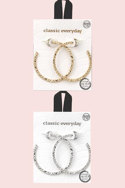 STERLING SILVER POST HOOP EARRING