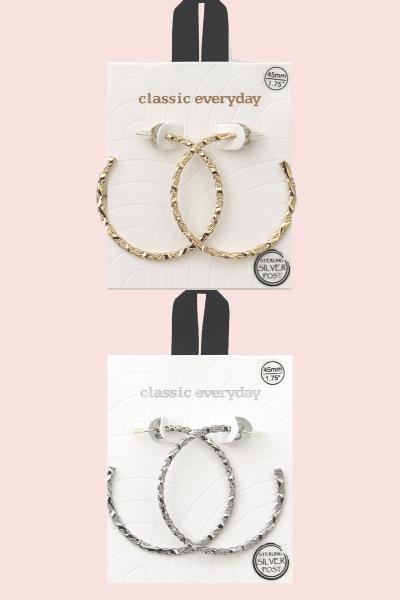 STERLING SILVER POST HOOP EARRING