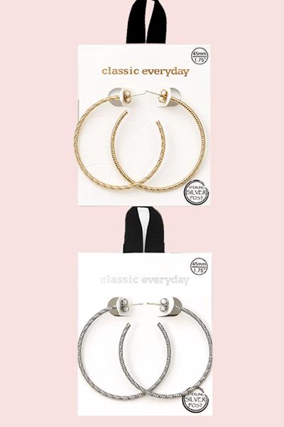 STERLING SILVER POST HOOP EARRING