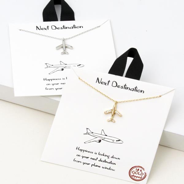 18K GOLD RHODIUM DIPPED NEXT DESTINATION NECKLACE