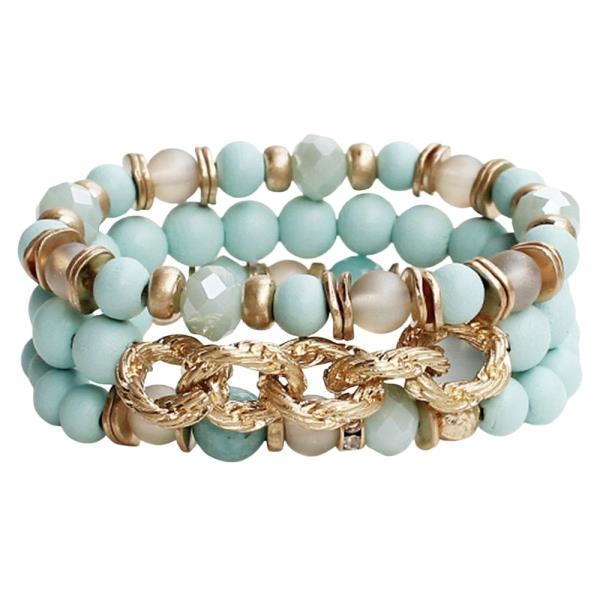 CIRCLE LINK BEADED BRACELET SET