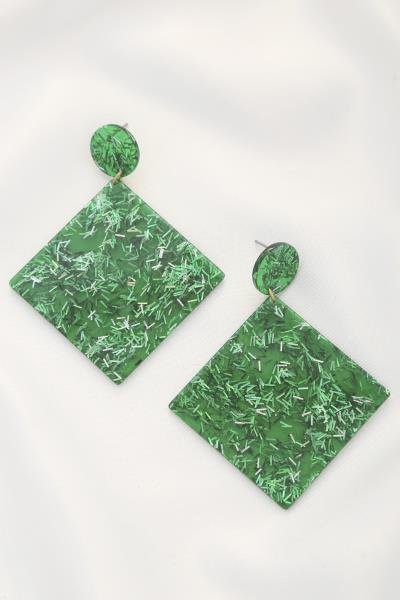 GLITTER CONFETTI GEOMETRIC SHAPE DANGLE EARRING