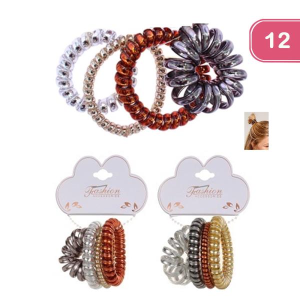 FASHION SPIRAL HAIR TIE SET (12 UNITS)