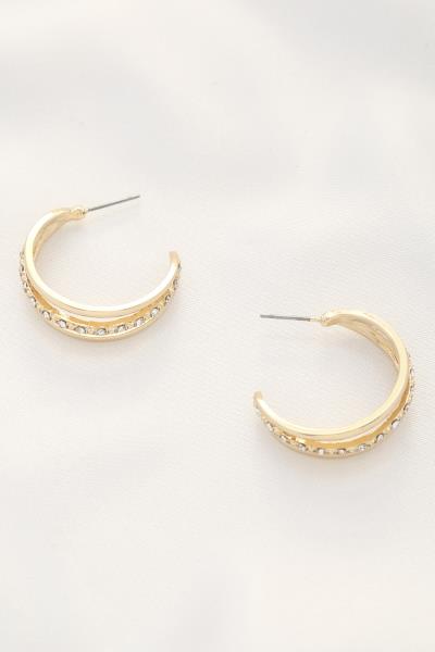 CRYSTAL EDGE OPEN HOOP EARRING