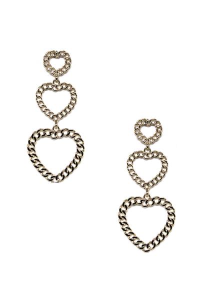 METAL CHAIN HEART EARRING