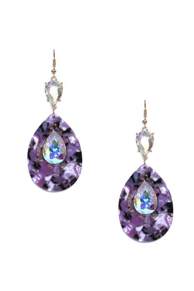CRYSTAL STONE TEARDROP DANGLE EARRING