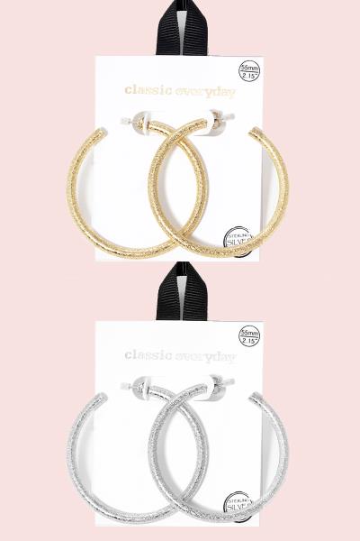 STERLING SILVER POST HOOP EARRING