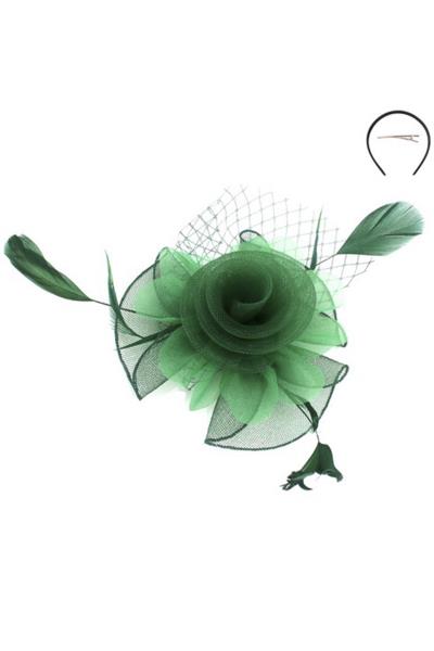 SMALL ROSE MESH FEATHER FASCINATOR