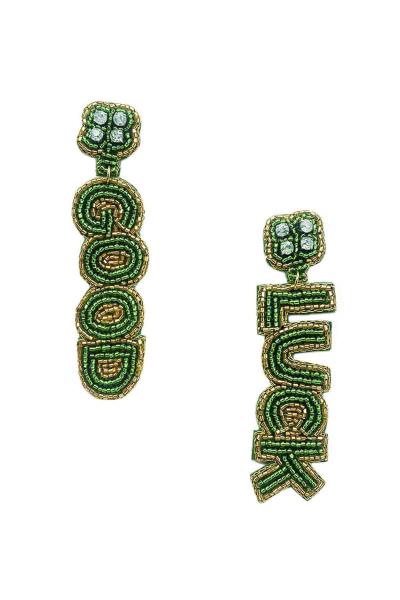 BEADED ST PATRICK`S POST EARRING